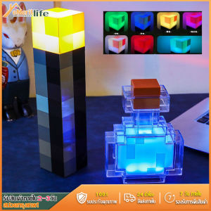 อุปกรณ์ต่อพ่วง Minecraft เกม Minecraft ไฟฉายโคมไฟแขวนผนัง mc ชาร์จไฟกลางคืน LED โคมไฟคนงานเหมือง mc ดาบเสียมมาริโอไฟกลางคืน