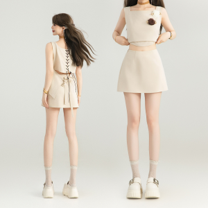 Keiko | French Style Chic Cooling Waist-Cinching Sleeveless Top and Skirt Set