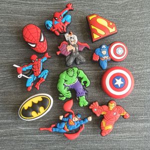 Crocs Shoe Buckle Accessories Carol Chucks Marvel Hero Captain Spiderman Superman Shoe Flower Decorative Strap Fastener