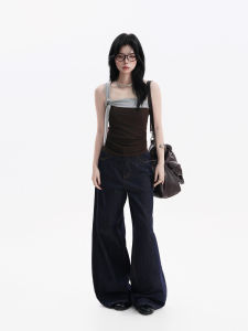 Color Contrast Dots Bow Strap Slim Fit T-Shirt