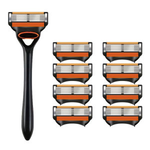 6-story 12 blade mens manual shaver stainless steel safety protection system light beige replaceable shaver blades