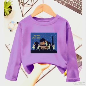 Atasan Kaos Anak Perempuan Lengan Panjang Motif IDUL FITRI Untuk Usia 1-12 Thn