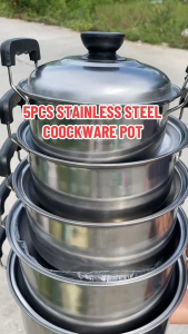 High Grade Stainless Steel Silver Caserol Double Handle Soup Pot Kitchen Cooking Ware