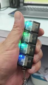 LED Keyboard Keychain Fidget Toy Crystal Clicker Sensory Toy for Stress Relief Keyboard Keychain Fidget Gadget for Adults Kid|||