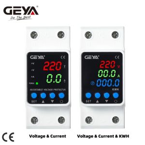 GEYA Adjustable Over Voltage Under Voltage Protection Device 63A 220VAC 110VAC Digital Display Voltage Protector KWH