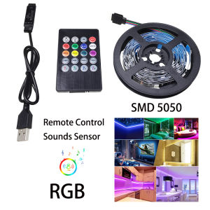 LED Strip Light DC5V 5050 USB Music Control Flexible Lamp Tape Sound Sensor RGB Ribbon 1M 2M 3M 4M Decoration TV BackLight