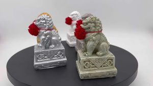 ส่งจากกทม!6.8CM สิงห์โตคู่สีทอง ตั้งโต๊ะ แก้ฮวงจุ้ย เฝ้าทรัพย์ รูปปั้นสิงห์เรซิ่น