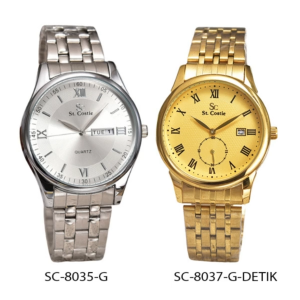 Jam Tangan Pria Saint Costie SC-RT-88035-T/H-PRIA Jam Rante Date/Day Quartzs Movt Stainless Steel