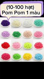 (10-100 hạt)Pom pom 1 màu Hạt bông tròn trang trí đồ thủ công Nguyên liệu trang trí handmade diy