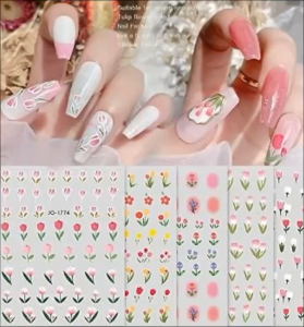Decal Dán Móng Hoa Tulip Nhiều Mẫu Phong Cách Hàn Quốc / Sticker Trang Trí Móng Hoa Tulip Pastel JO1774–JO1779
