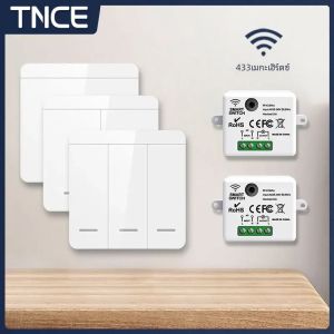 TNCE RF433MHz Mini รีโมทคอนโทรลไร้สายสวิตช์ไฟ 1/2/3 Gang 86 ผนังเครื่องส่งสัญญาณปุ่มสวิทช์ผนังแผงสวิทช์