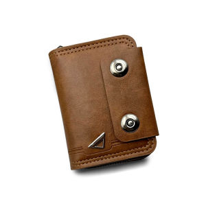 Trendy Mens Dual Snap Accordion Wallet RFID Blocking Anti-Demagnetization Large Capacity Card & Coin Organizer for Daily Use