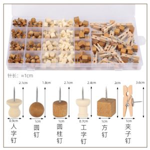 Boxed Original Wooden Pushpin Corkboard Wooden Pushpin Kindergarten Message Board Color Push Pin Push Pin Flat Head Nail