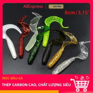 MrLurion 8Cm Mềm Grub Con Sâu Dụ Có Đuôi Silica Mồi Giả Cho Cá Chép Câu Bộ 10 Đại Dương Sông Hồ Dòng Mồi