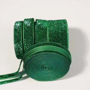 5-10yards/roll 7/10/15/20/25/38mm Green Glitter Ribbon Sparkle Velvet Ribbons For Gift Bouquet Wrapping Wedding Party Decoration