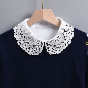 Elegant Floral Lace Collar Womens Base Layer Decorative Shirt Collar Versatile Age-Defying Two-Piece Look Casual Pure Color