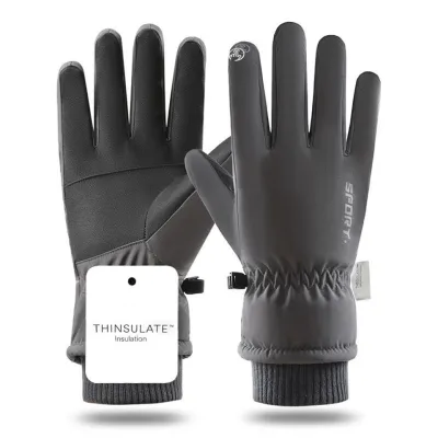 GTUBIKE Men Winter Waterproof Cycling Gloves Sports Running Motorcycle Ski Touch Screen Fleece Gloves Non-slip Warm Full Fingers