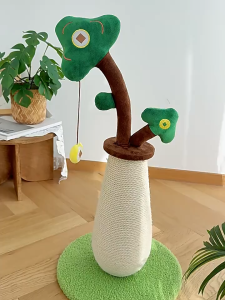 Money Tree Cat Scratching Post with Hanging Toy | Sisal Rope Cat Scratcher | Cute Cat Tree for Kittens & Adult Cats | 67cm Stable Cat Pole