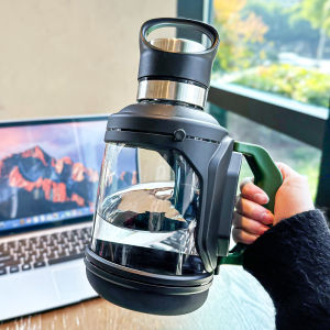Large Capacity Glass Water Bottle with Handle for Men Tea Brewing Cup Home Use High Temperature Resistant Tea Water Separation Cup