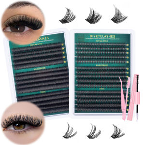 Lash Clusters Kit Cat Lashes 300 Pcs with Lash Bond & Seal Cluster Eyelash Extensions  Eyelash Clusters Kit DIY at Home
