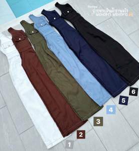 W12(SEA)💖จั๊มสูทกางเกงขายาว ดีเทลเย็บตะเข็บทั้งชุดกระดุมใช้งานได้จริง ทรงสวยดูแพง 6สี