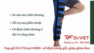 Nẹp gối H3 (70cm) ORBE- cố định khớp gối giúp giảm đau