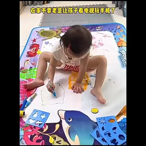 SG EmmAmy® DIY Water Painting Blanket Reusable Graffiti Canvas Kids Coloring Rug Board Educational Toys