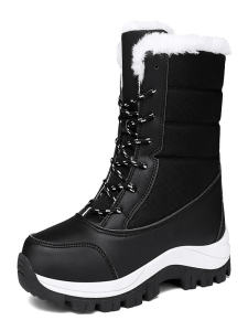 Northeast Snow Boots Womens High-Top Waterproof Non-Slip Velvet Thickening Harbin Warm-Keeping and Cold-Proof Cotton Shoes Winter minus 40 Degrees