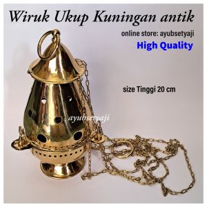 Wiruk ukup Kuningan rantai antik Tempat Bakar dupa abu Hosti misa gereja bokor Brass aromaterapi sibori mangkok gelas