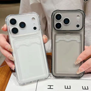 AKABEILA | Soft TPU Card Holder Phone Case For iPhone 17 Pro Max 16 13 15 14 11 12 Air 16E XR X Xs 7 8 Plus Shockproof Funda Cover Bumper