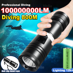 1000000LM Professional LED Diving Flashlight Strong Light Underwater Lighting Torch IPX8 26650 Scuba Dive Lantern with Hand Rope