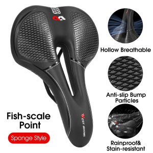 WEST BIKING Bike Saddle PU Waterproof High Elastic Silicone Bicycle Cushion Hollow Breathable Shockproof MTB Road Bike Seat