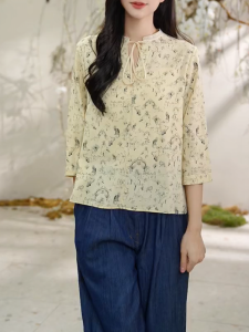 QINGNAER | Salt Loose Fit Vertical Shaping Floral Shirt