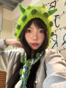 Autumn and Winter Candy Monster Cute Handmade Knitted Hat Stuffed Cute Funny Little Monster Woolen Cap Autumn and Winter Warm Hat