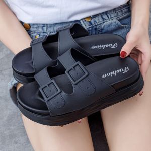 ฤดูร้อนผู้หญิง 5 ซม.รองเท้าส้นสูงรองเท้าแตะหนา soled รองเท้าแพลตฟอร์มสูงสําหรับสวมใส่ด้านนอกแฟชั่น INS สไตล์รองเท้าแตะรองเท้ากลางแจ้ง