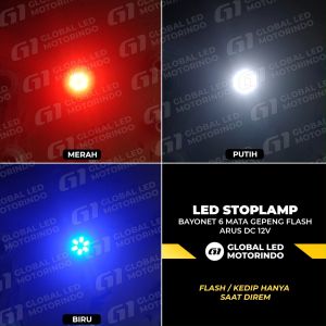 WERACE Lampu LED Stop 6 Mata Gepeng Flashing Bayonet