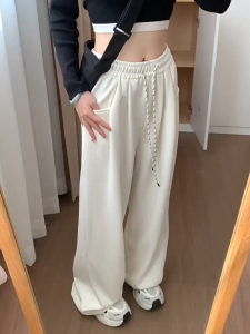 AB [ready stock] Elegant Full-Length High-Waist Wide-Leg Pants for Women