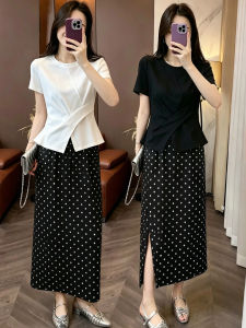 Short Sleeve T-shirt and Polka Dot Skirt Set 2pcs