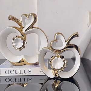 Đồ decor Tượng quả táo bằng GỐM SỨ màu xanh vàng Phong cách hiện đại Trang trí nhà cửa phòng khách kệ tủ - 333