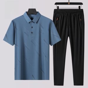 ROMON | Lomond Mens Ice Silk Short Sleeve T-Shirt Summer Thin Polo Shirt Mid-aged Dads Fashion Fathers Day Gift Set Cool Feeling