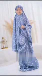 PROMO MENJELANG RAMADHAN Mukena Anak Perempuan Tanggung 2In1 Katun Poli micro Motif Bunga usia 5-16thn