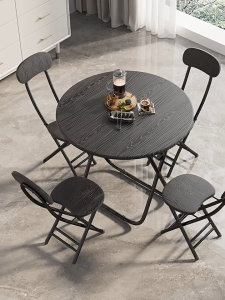 Foldable Nordic Marble Round Table | Portable Multi-Purpose Dining & Home Table | Black/White