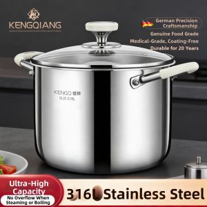RONGCHUAN | Food Grade 316L Stainless Steel Induction Compatible Soup Pot