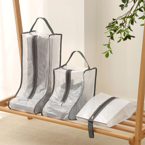 Portable Non-Woven Tall Boot Bag Reusable Waterproof Shoe Storage Bag with Handle Moisture-proof Boots Storage Organizer Outdoor
