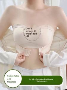 Strapless Intimates Womens Small Chest Push up Big Slide Proof and Anti-Drop Seamless Invisible Inner Anti-Exposure Boob Tube Top Summer