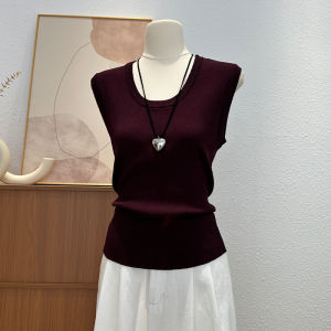 Korean Style U-Neck Knitted Tube Top Women Early Spring Slimming Base Shirt Elastic Versatile Sleeveless Top Fashionable Commute