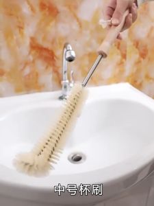 Wooden Long Handle Cup Brush Kitchen Cleaning Tools Glass Scrubber Cleaning Brush Drinking Bottle Cleaning Brush