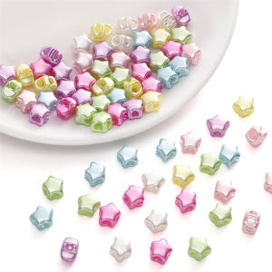 10/25Pcs 9x8mm Acrylic Solid Colorful Four Way Perforated Star Beads Charms for Jewelry Making DIY Bracelet Necklace Earrings Accessories