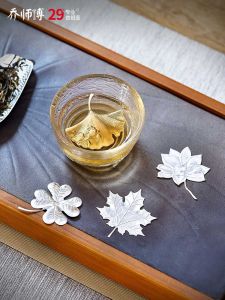 Thickened Ginkgo Leaf Pure Silver 999 Silver Tea Accessories for Boiling Water Soup Cooking Tea Ceremony Southeast Asian Style