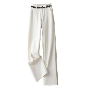 TUOYUN | White Wide Leg Pants Women Summer New Style Thin High Waist Drape Small Straight Tube Suit Pants Commute Simple Fashion Belt
